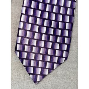 Studio Mens Purple‎ Geometric Block Pattern Polyester Necktie Made in Korea